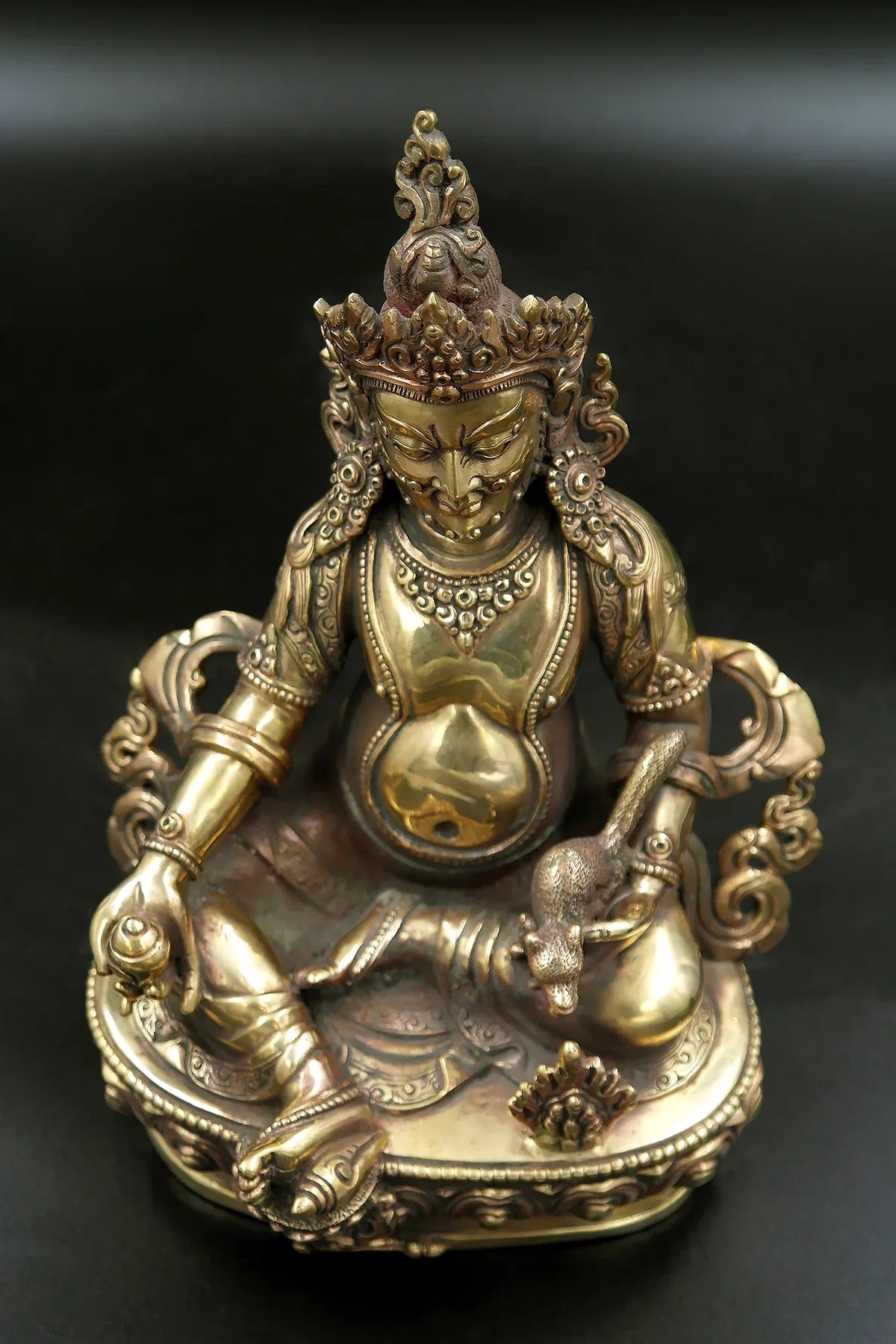 Gold Toned Zambala or Jambala Statue 9" - Vajracrafts