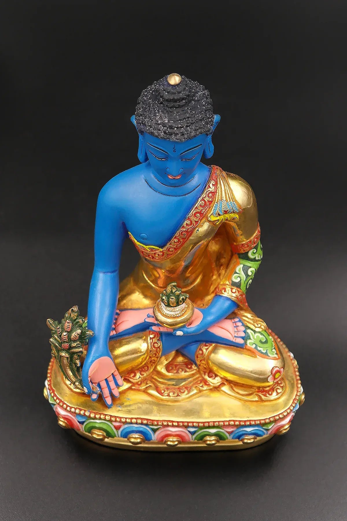 Color painted handmade Medicine Buddha Statue 6" - Vajracrafts
