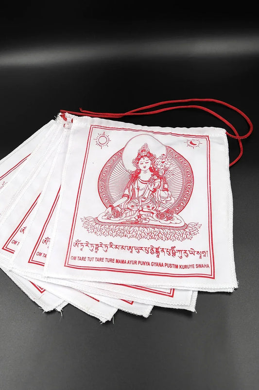 White Tara Tibetan Prayer Flags - Vajracrafts
