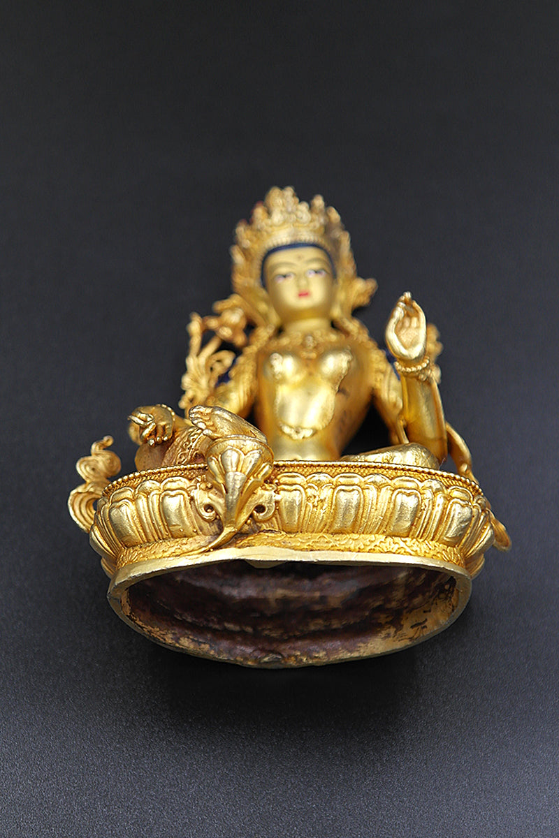 Gold Plated Green Tara statue from Nepal 4" | Vajracrafts