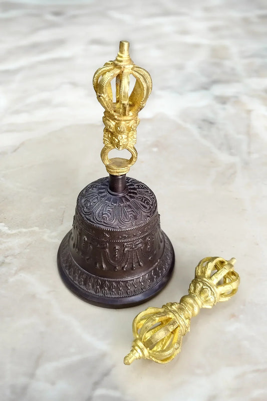 Antiqued Tibetan Buddhist Bell and Dorje Set - Vajracrafts