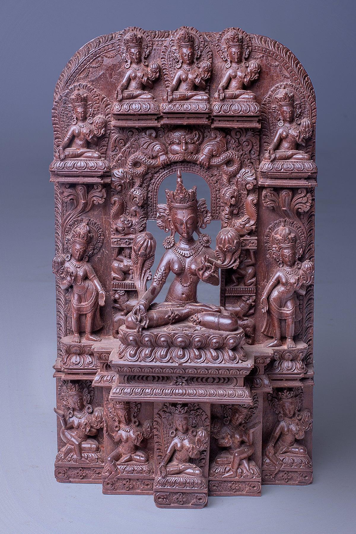Masterpiece Buddhist White Tara Wooden statue collections - Vajracrafts