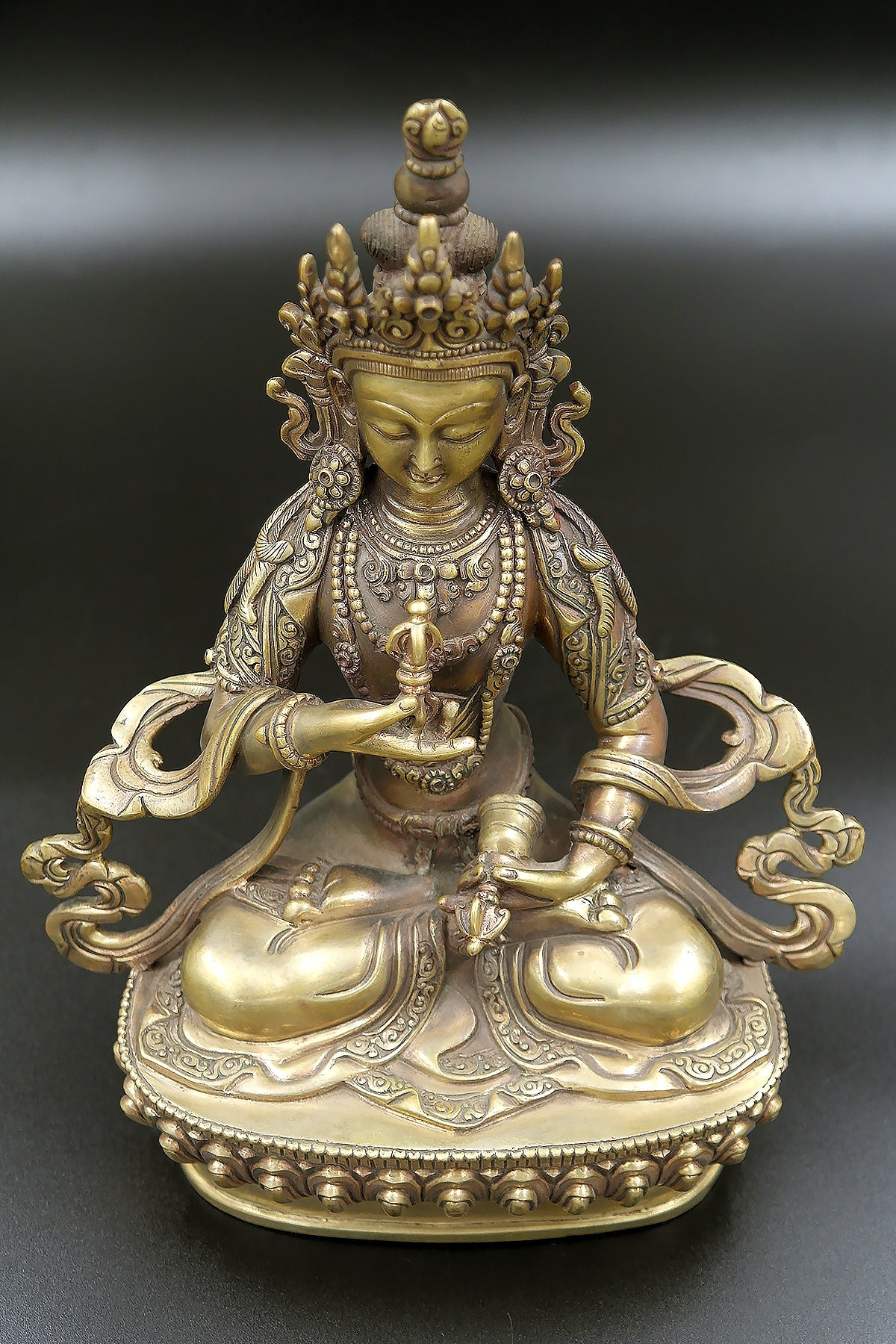 Antique looks Tibetan Vajrasattva Statue with Bell and Vajra 8" | Vajracrafts