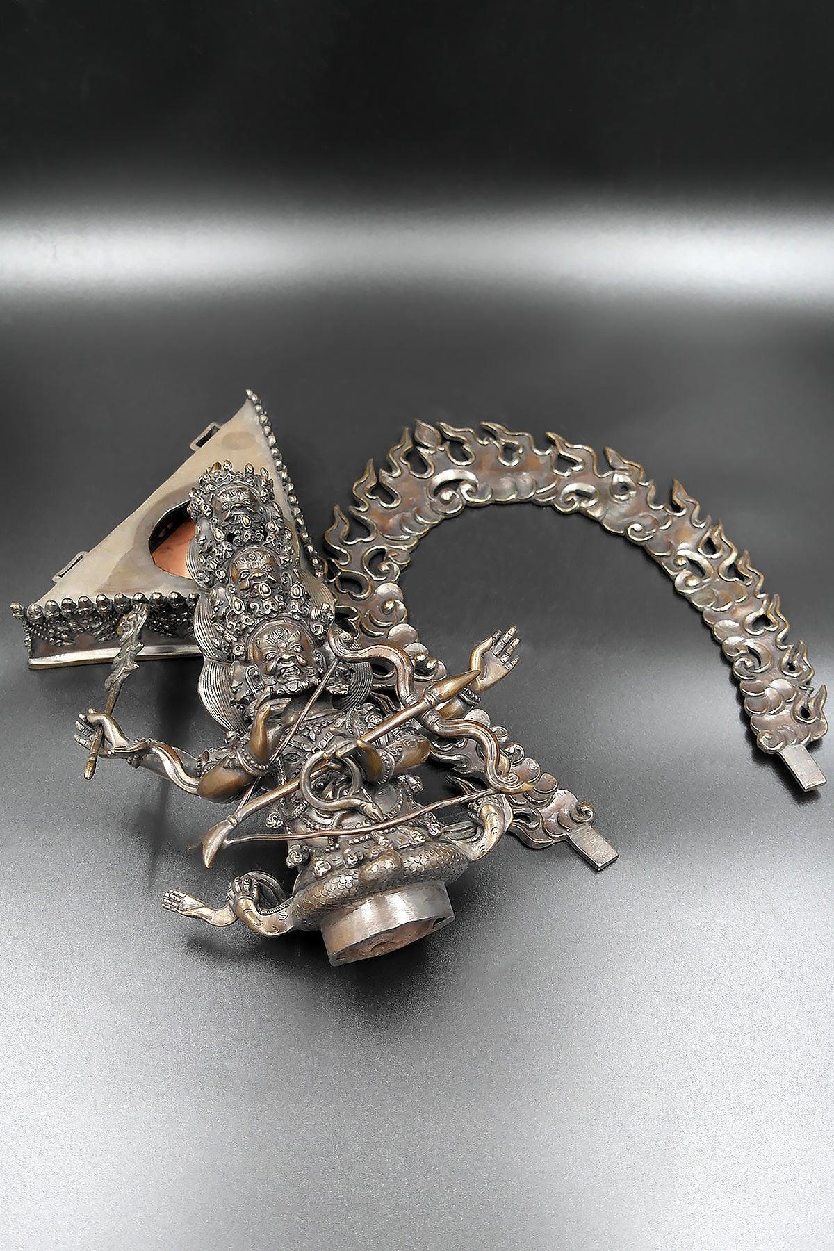 Copper Oxidized Rahula Statue with Bow and Arrow 10.5" - Vajracrafts