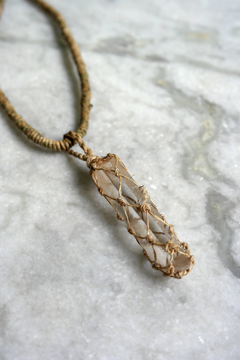Natural Hemp Stone Holder Necklace