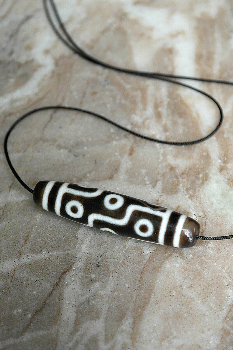 Magical Agate 9 Eyed Tibetan Dzi Beads Pendant with string | Vajracrafts