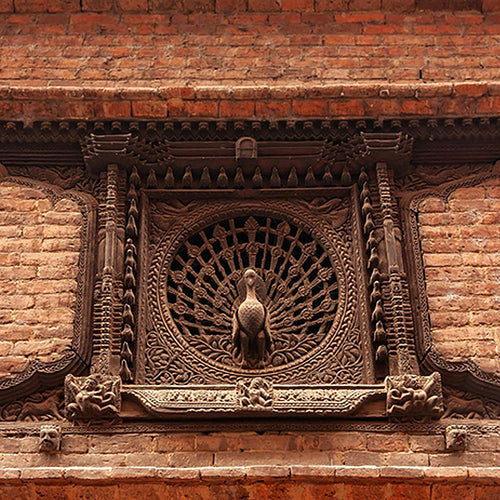 Wooden Peacock Window