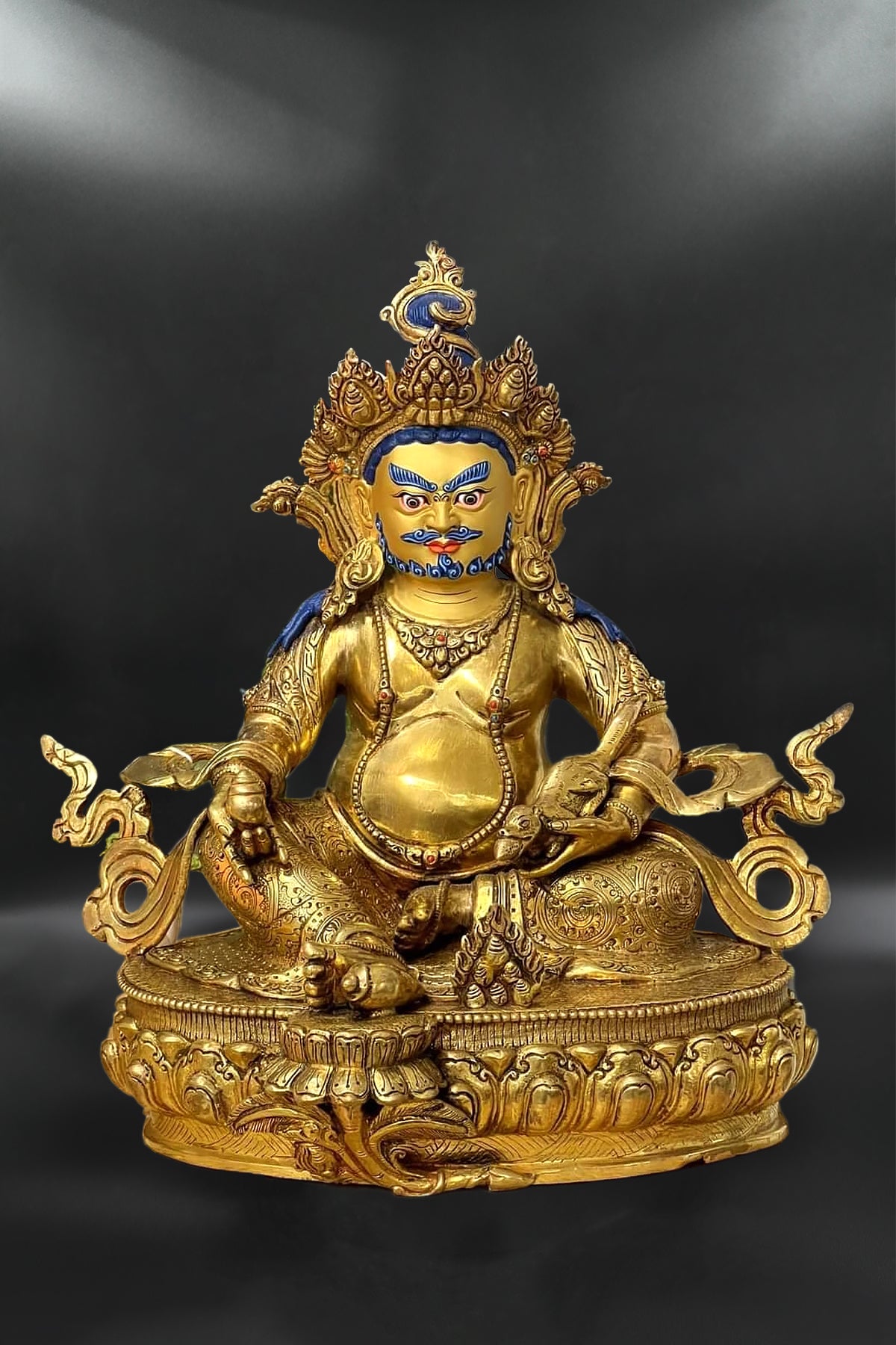 Zambala Statue from Patan, Gold plated Kubera statue, 18" | Vajracrafts