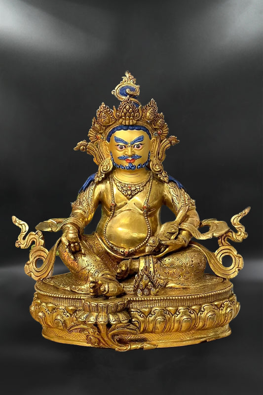 Zambala Statue from Patan, Gold plated Kubera statue, 18" | Vajracrafts