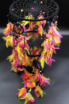 3 tier Dream Catcher Wall Hanging in Black, Feather Hanging Dreamcatcher - Vajracrafts