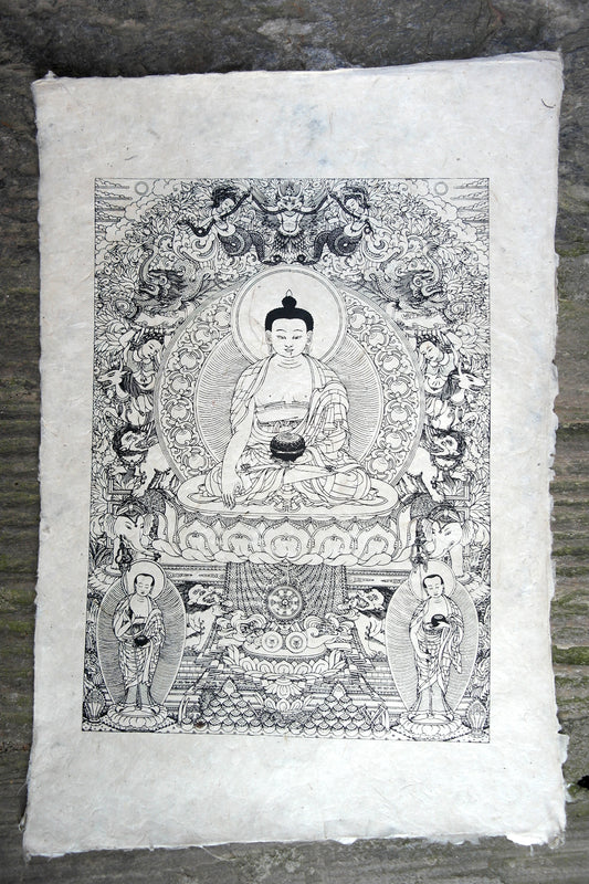 Shakyamuni Buddha Poster on handmade Lokta Paper | Vajracrafts