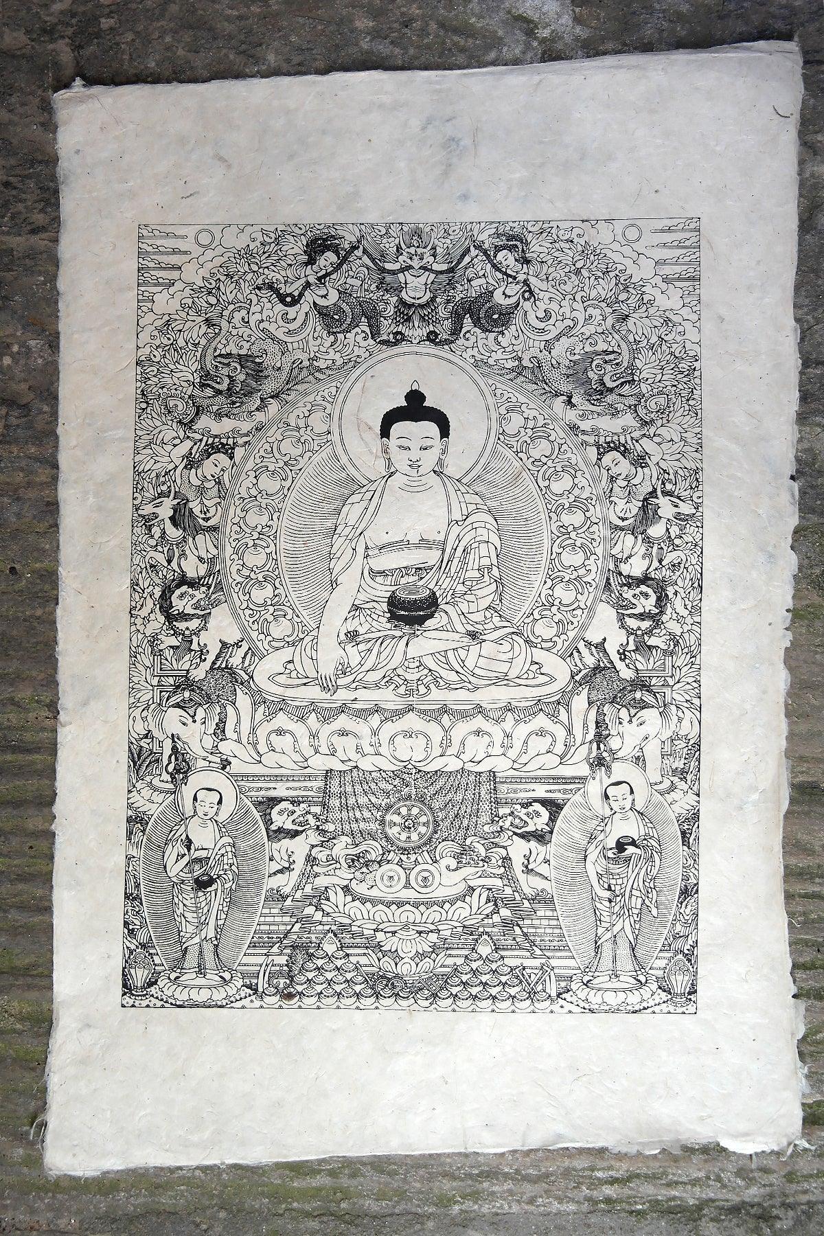 Shakyamuni Buddha Poster on handmade Lokta Paper - Vajracrafts
