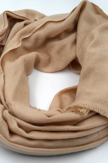 Tan Beige Color Pashmina Shawl - Vajracrafts