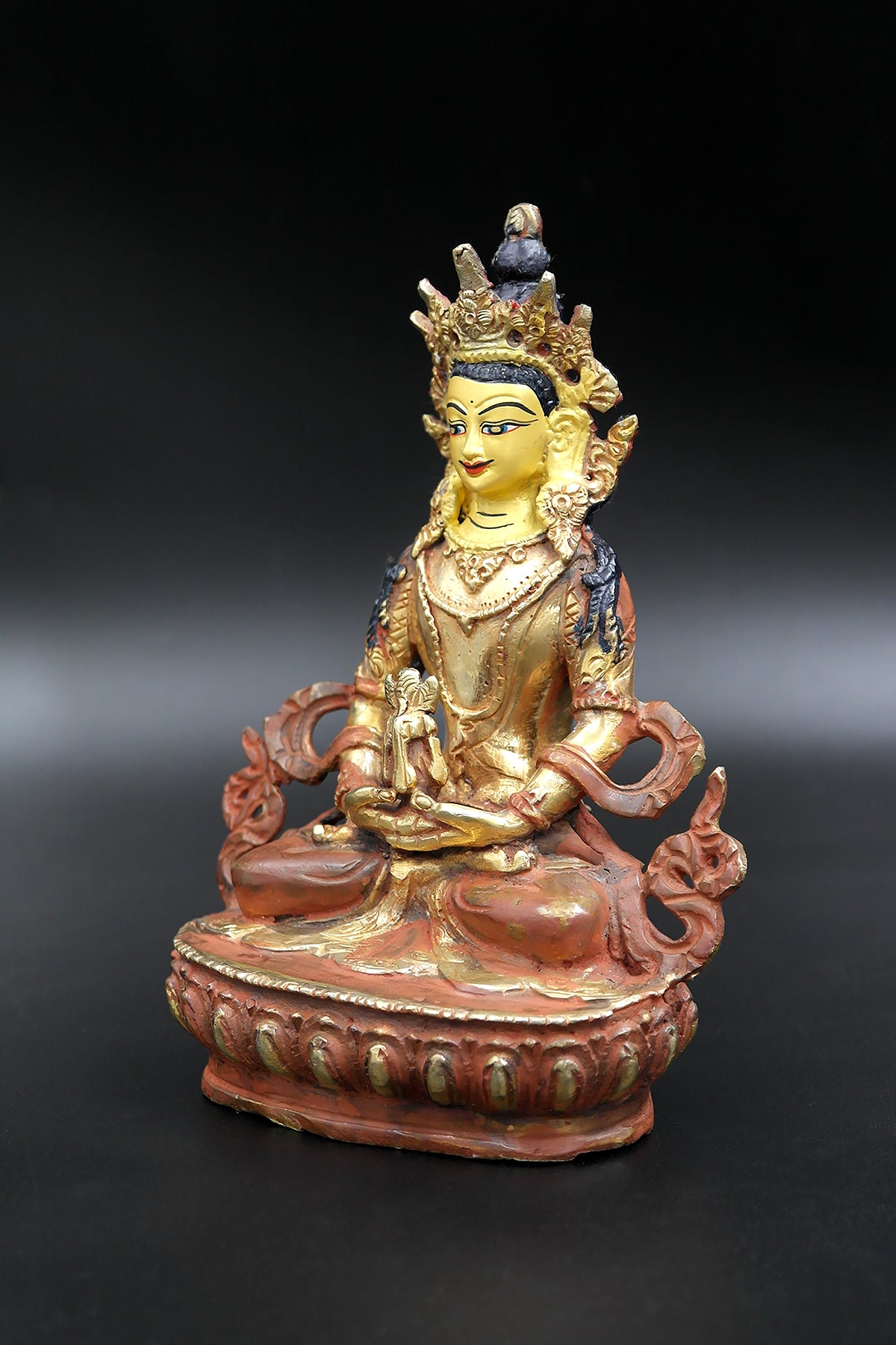 Partially Gold Plated Aparmita Statue, 6"