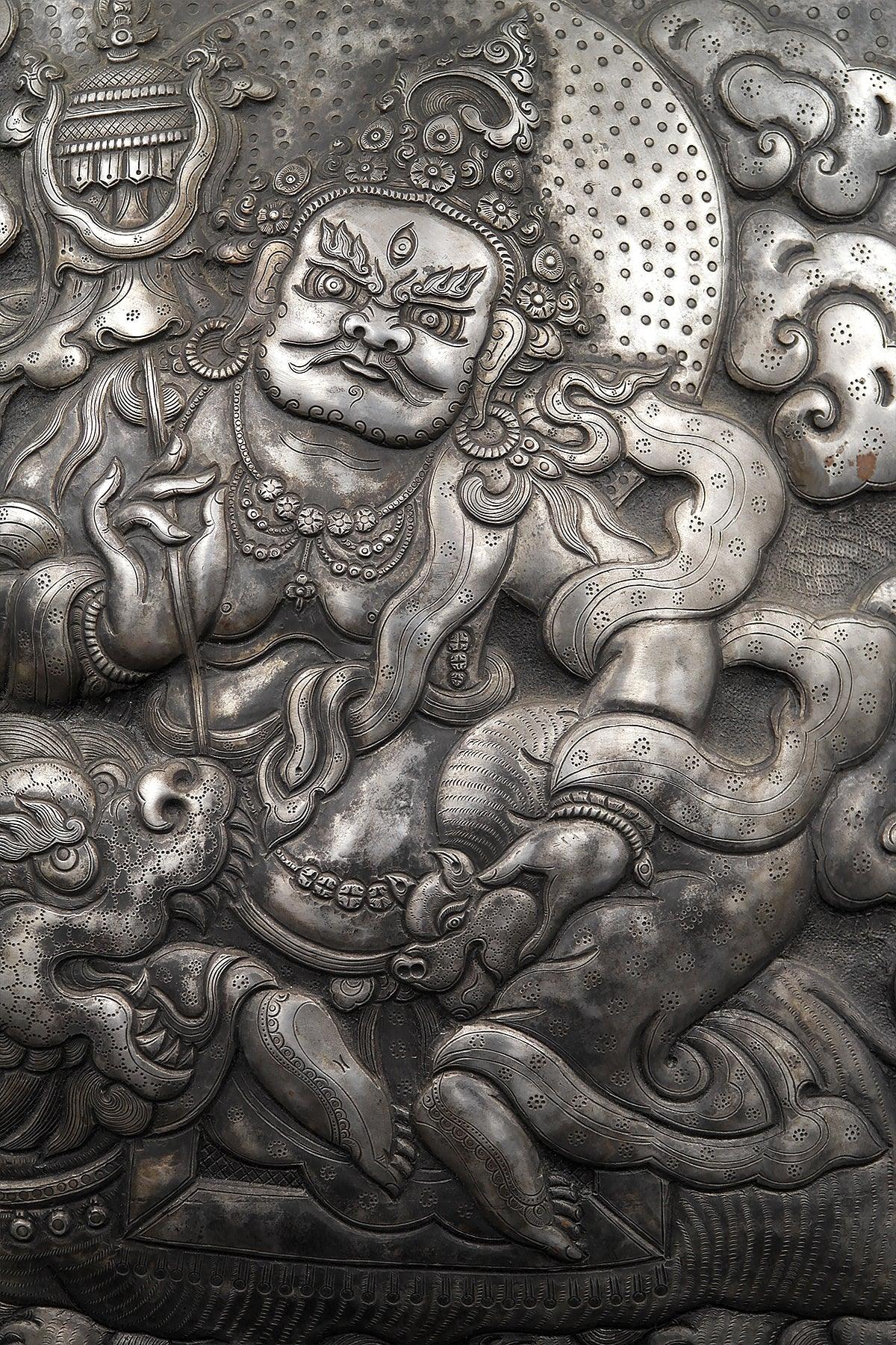 Hand Hammered Zambala wall hanging, A spell to attract good luck and wealth - Vajracrafts