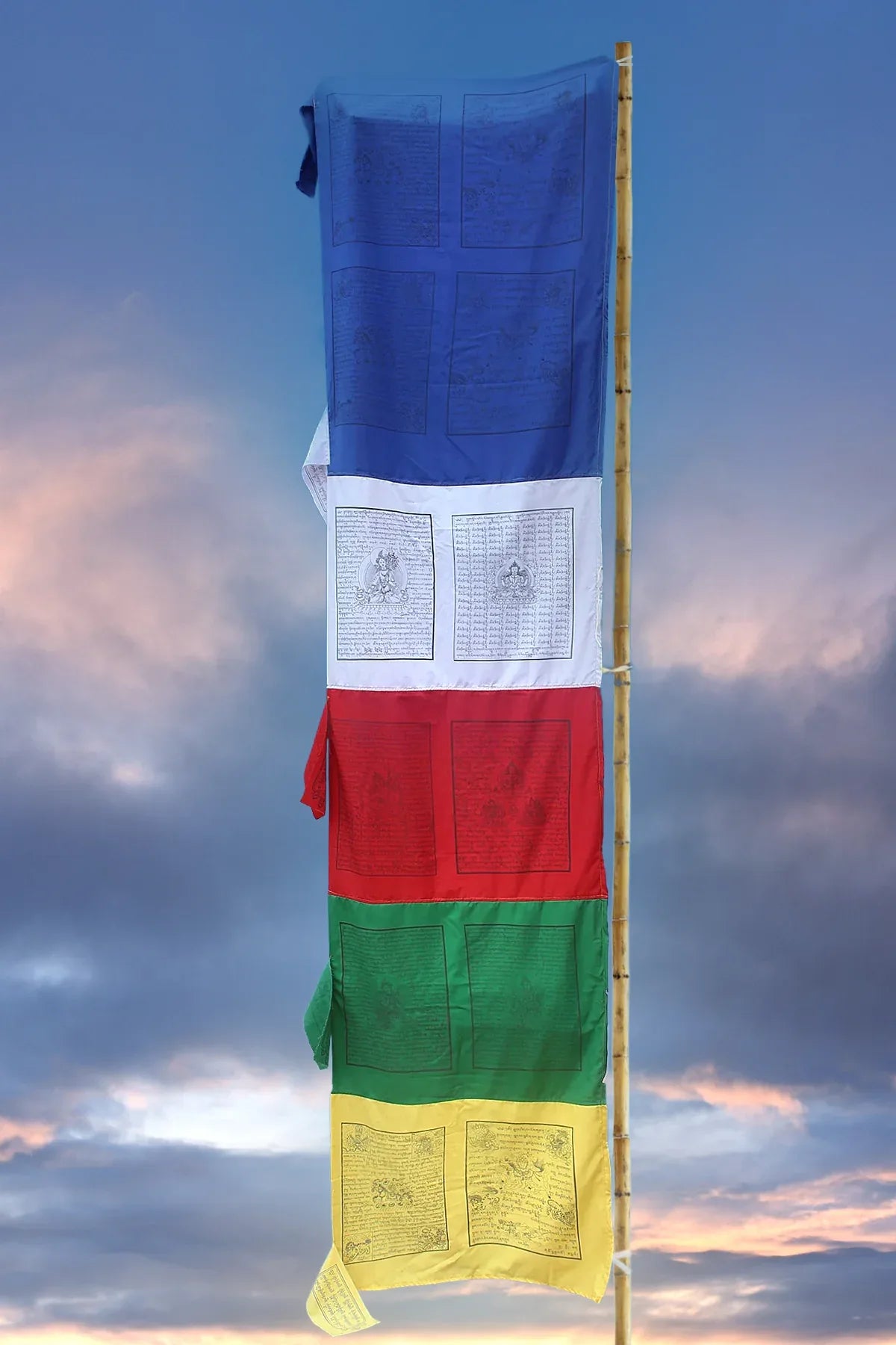 Vertical Prayer Flags - Multi colors and Tibetan Deities printed - Vajracrafts