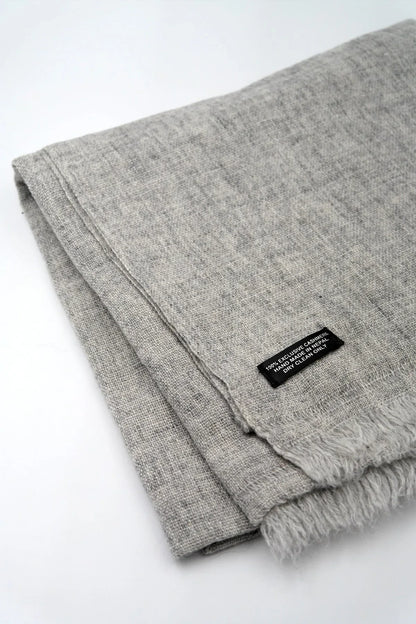 Cashmere Pashmina Shawl Handwoven Nepal wrap Knit Woven scarf Light grey - Vajracrafts