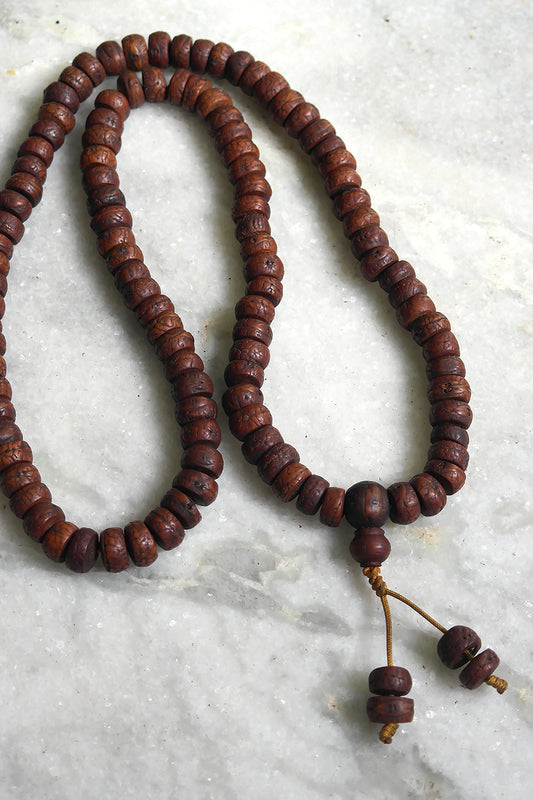 12 mm Dark Flat Bodhiseed 108 Beads Meditation Prayer Mala