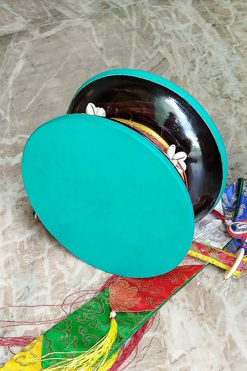 Tibetan Buddhist Handpainted Chod Drum, 9" - Vajracrafts