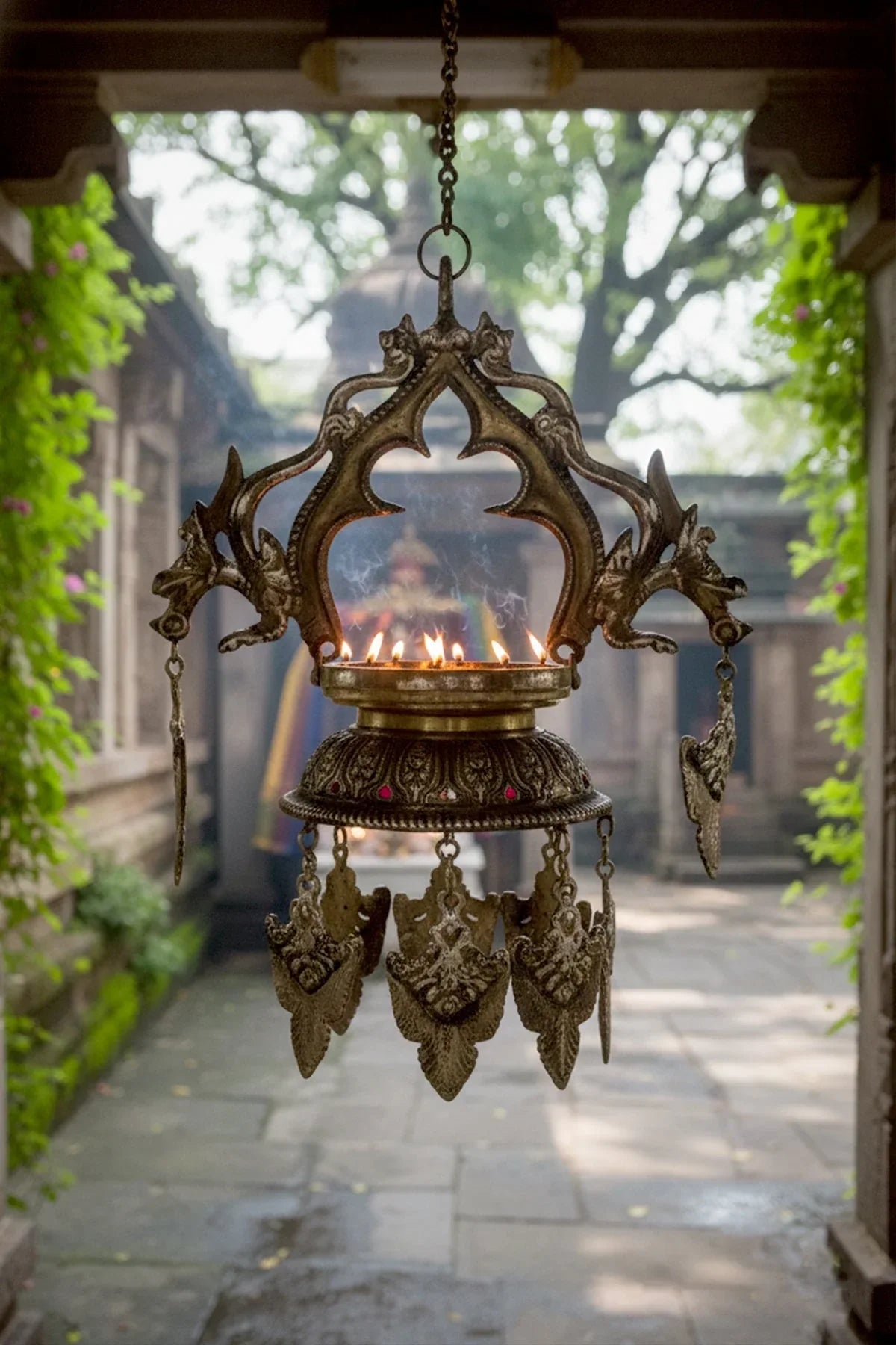 Hanging Oil Lamp From Nepal, Dalucha - Vajracrafts