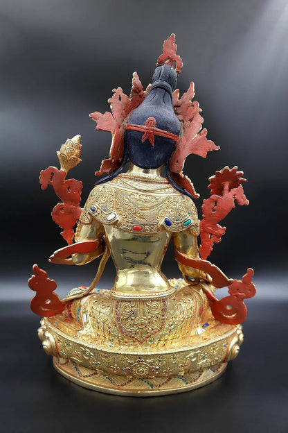 Jeweled Green Tara Statue, 13" - Vajracrafts