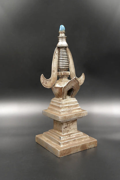 Iron Shrine Stupa for Divine Radiance and Spiritual Significance, 9" - Vajracrafts