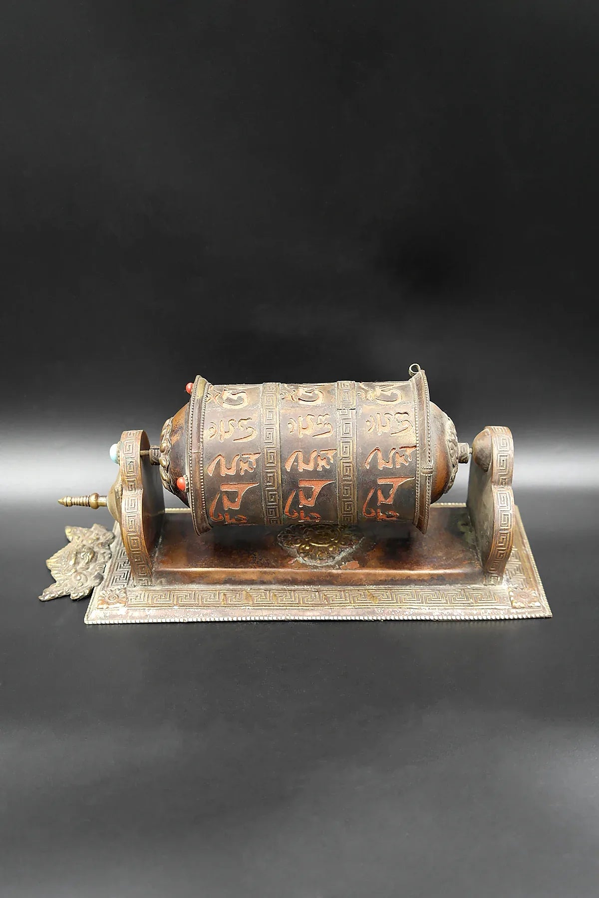 Antique Wall-mounted Om Mani Padme Hum prayer wheel that brings peace - Vajracrafts