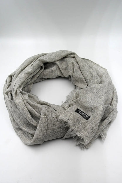 Cashmere Pashmina Shawl Handwoven Nepal wrap Knit Woven scarf Light grey - Vajracrafts