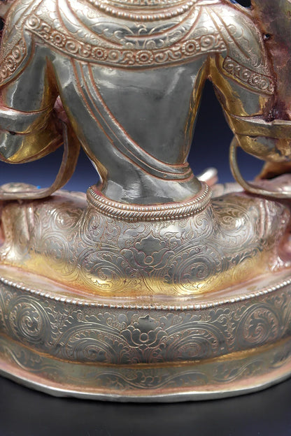 Elegant Hand carved Tibetan Green Tara Statue, 13" - Vajracrafts