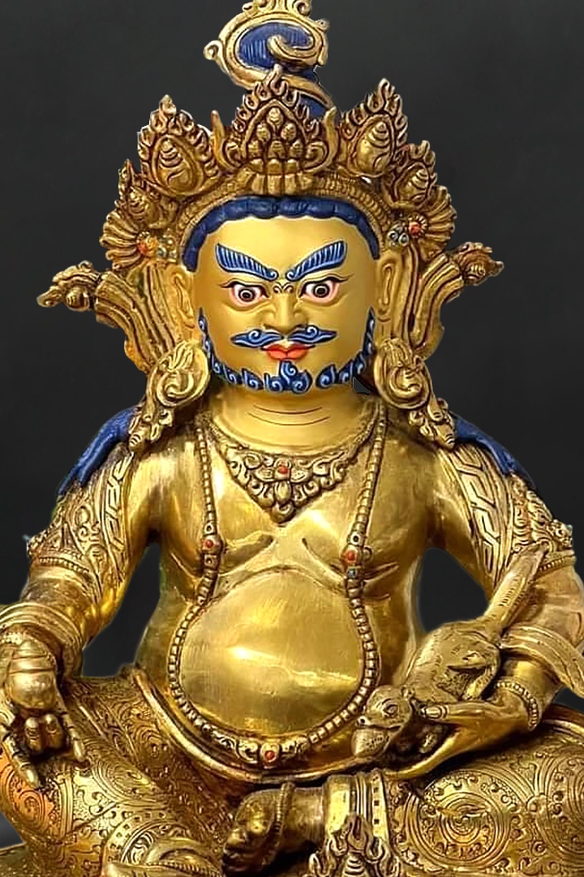 Zambala Statue from Patan, Gold plated Kubera statue, 18" | Vajracrafts