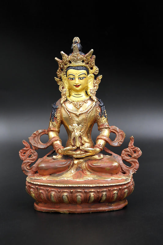 Partially Gold Plated Aparmita Statue, 6"