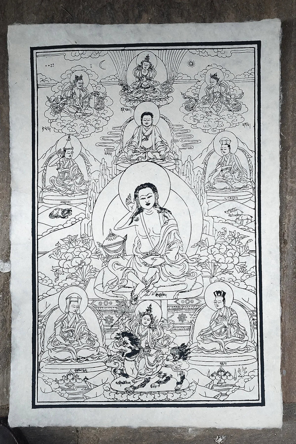 All Handmade Lokta Paper Poster of Milarepa - Vajracrafts