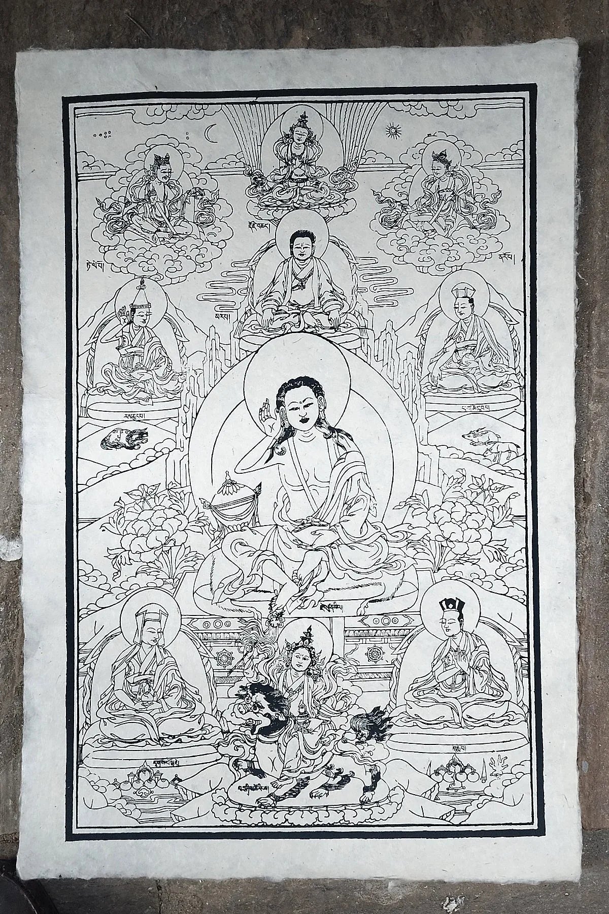 All Handmade Lokta Paper Poster of Milarepa - Vajracrafts