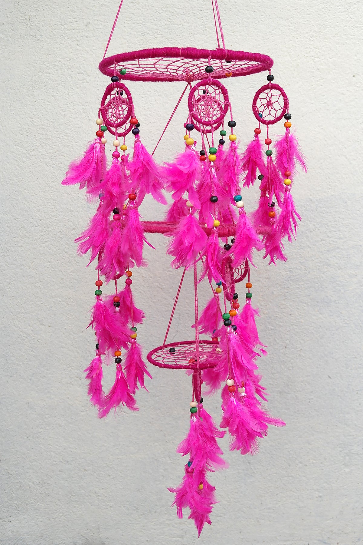 Pink Handmade Dream Catcher, Feather Hanging Dreamcatcher Home Decor | Vajracrafts