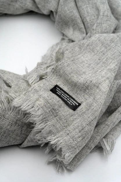 Cashmere Pashmina Shawl Handwoven Nepal wrap Knit Woven scarf Light grey - Vajracrafts