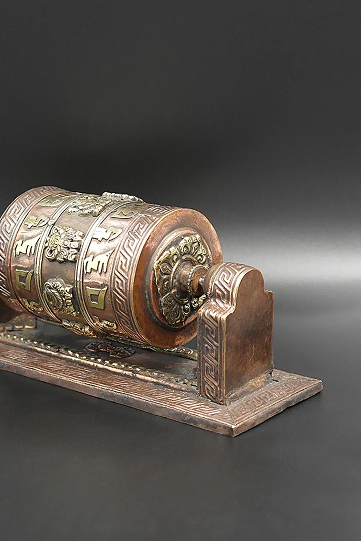 Buddhist Copper Prayer Wheel with wall mount - Vajracrafts
