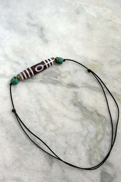 One eye and Mountain Peak Agate Stone Old Amulet Dzi Beads - Vajracrafts