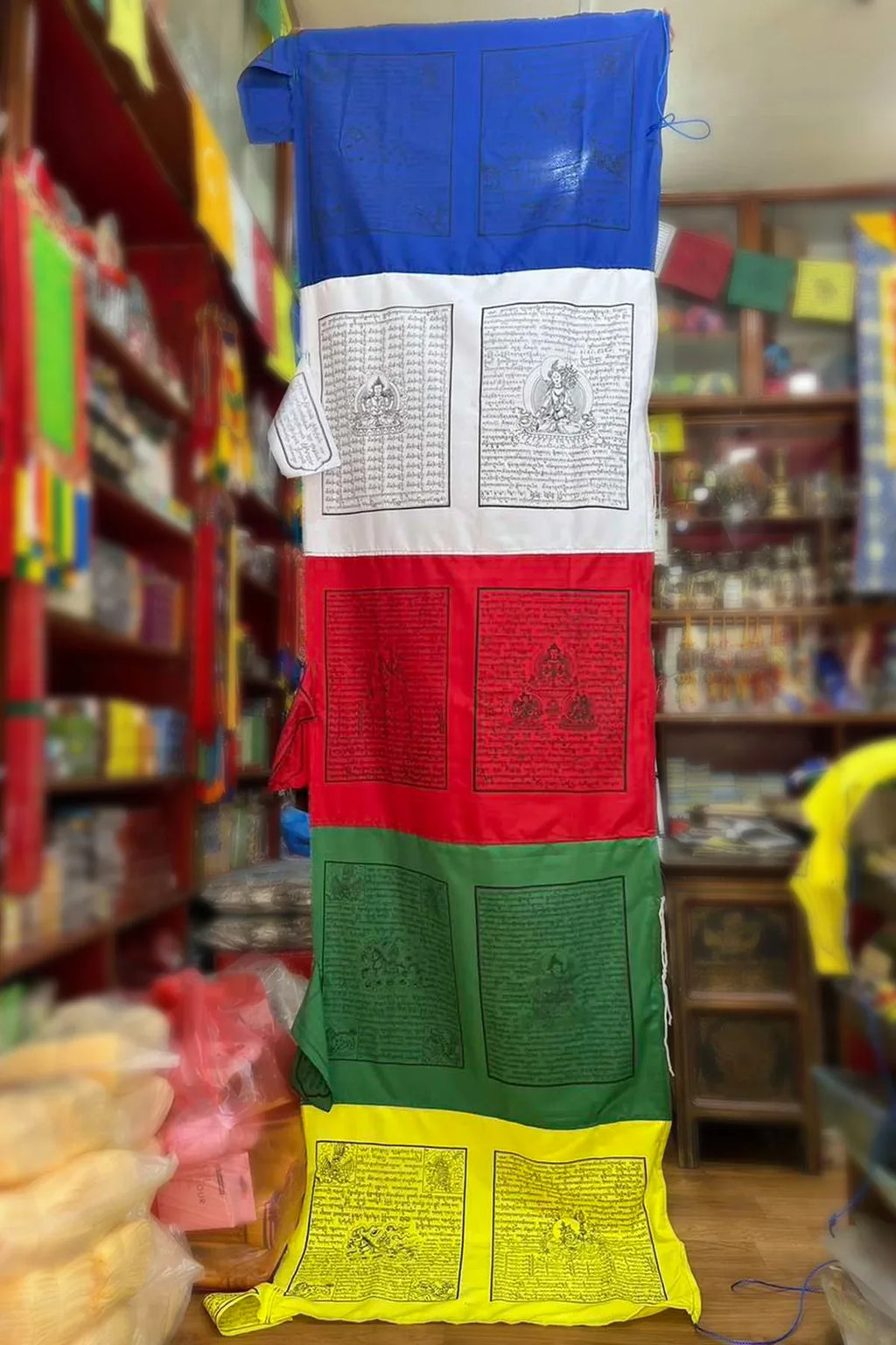 Vertical Prayer Flags - Multi colors and Tibetan Deities printed - Vajracrafts