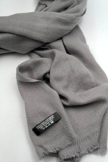 Light Grey Color Pure Pashmina Shawl - Vajracrafts