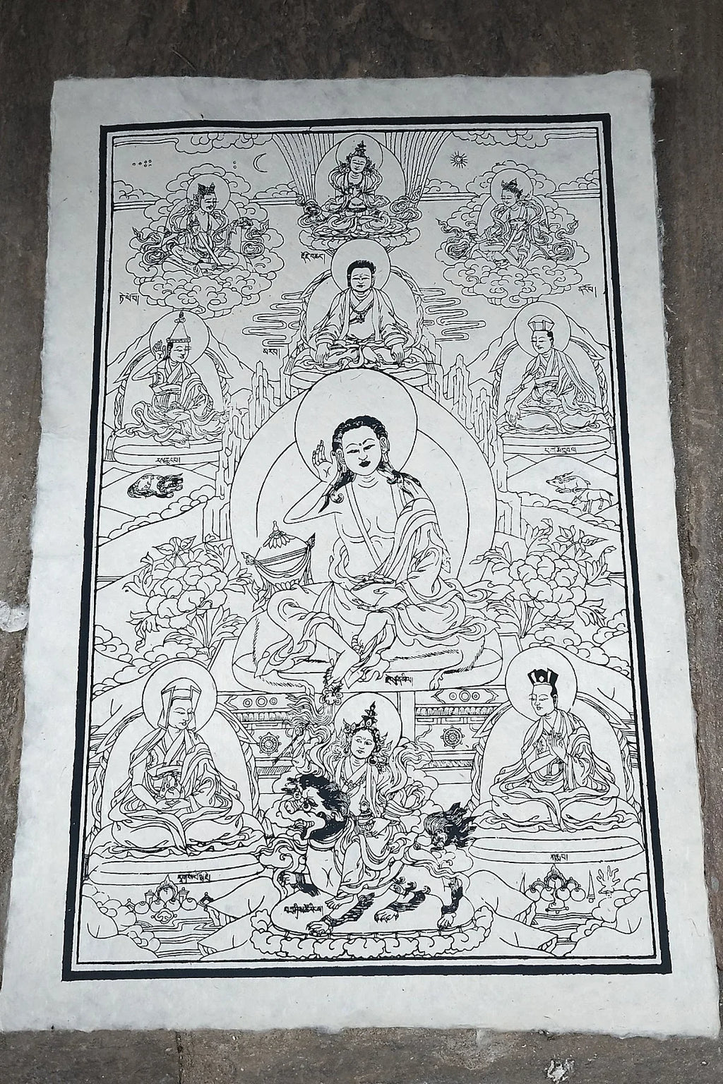 All Handmade Lokta Paper Poster of Milarepa - Vajracrafts