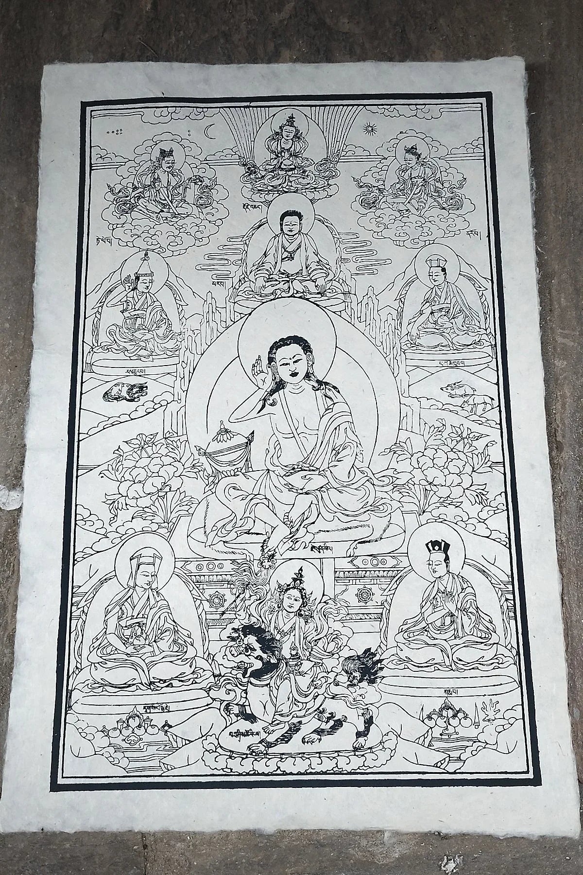 All Handmade Lokta Paper Poster of Milarepa - Vajracrafts