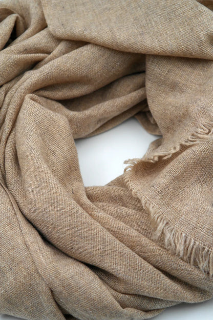 Light Brown Cashmere pashmina scarf for Women handloomed Shawl - Vajracrafts