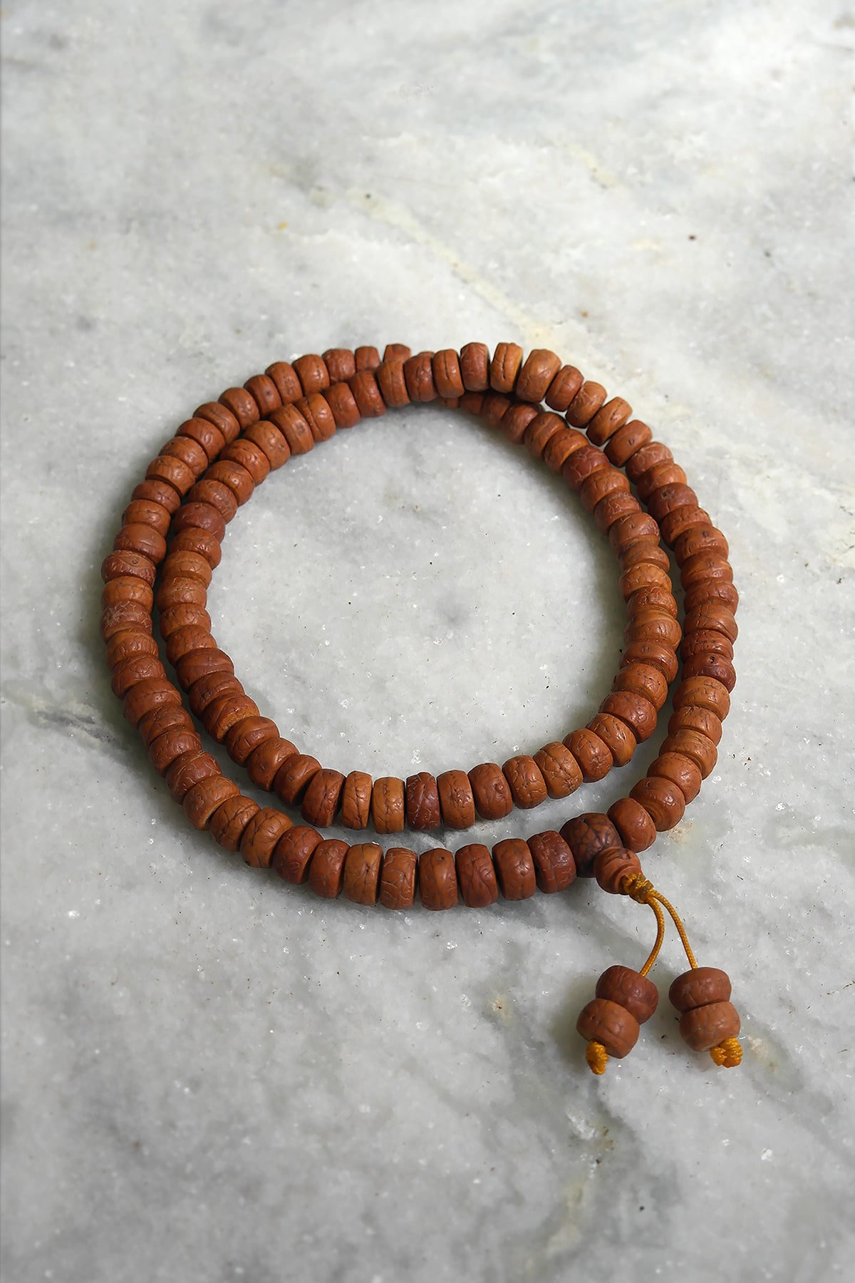 Phoenix Eye Flat Bodhi Seed Mala Necklace: 108 Prayer Beads Mala
