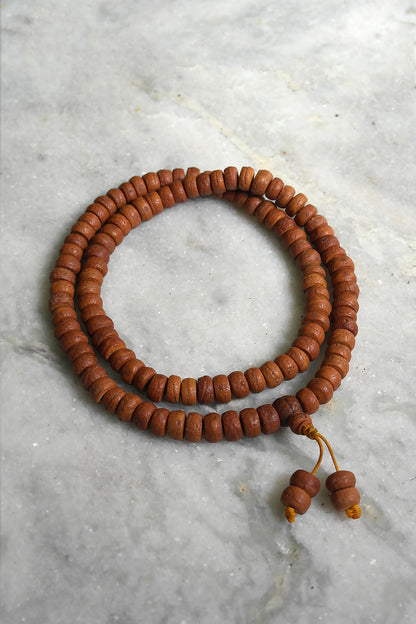 Phoenix Eye Flat Bodhi Seed Mala Necklace: 108 Prayer Beads Mala