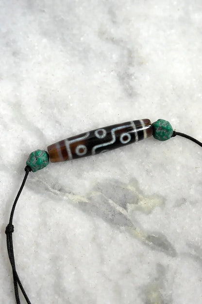 Tibetan Buddhist Nine Eyed Agate Dzi Beads with string - Vajracrafts