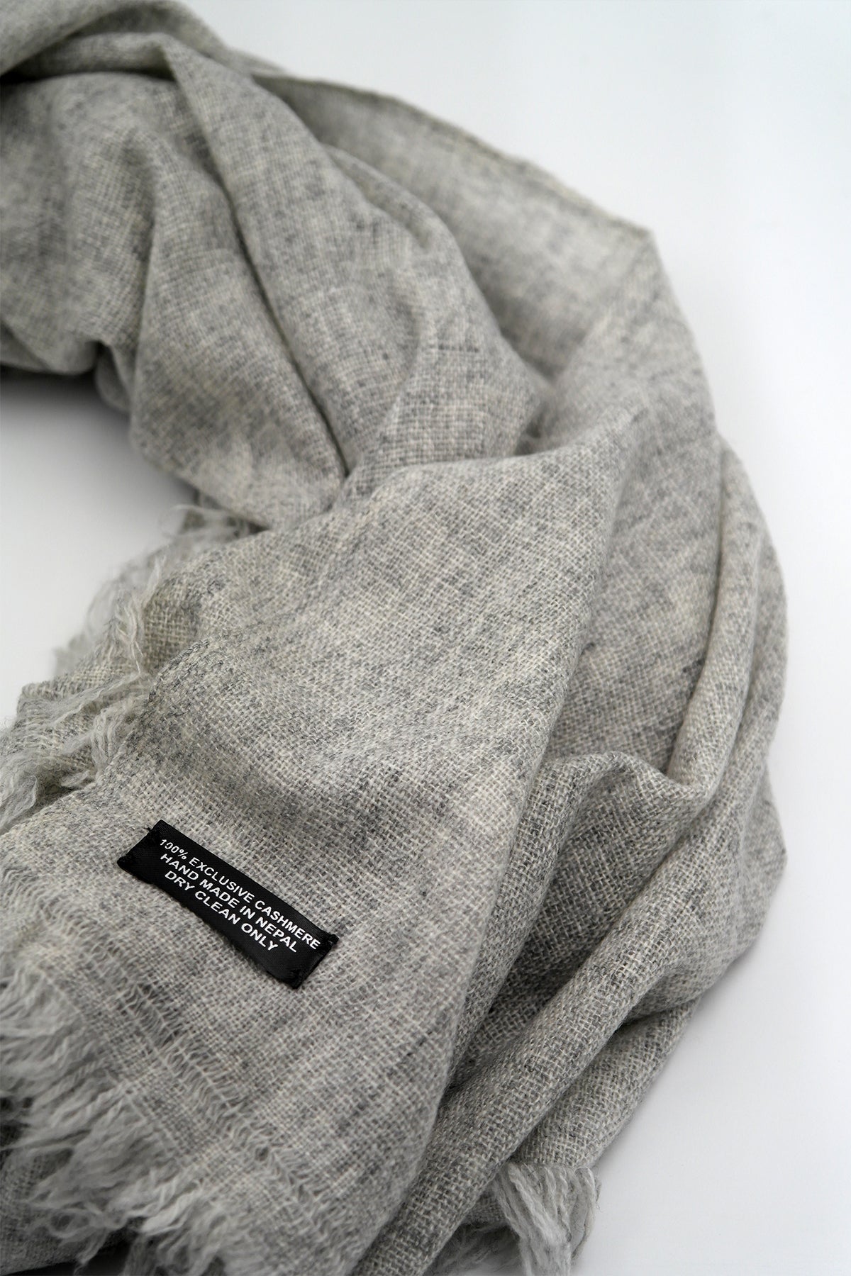 Cashmere Pashmina Shawl Handwoven Nepal wrap Knit Woven scarf Light grey