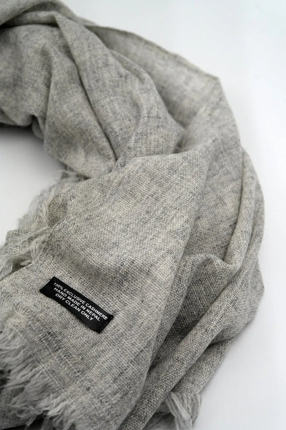 Cashmere Pashmina Shawl Handwoven Nepal wrap Knit Woven scarf Light grey - Vajracrafts
