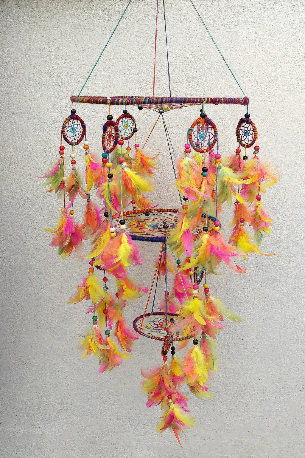 Mixed Colorful Large Handmade Dream Catcher Feather Hanging - Vajracrafts