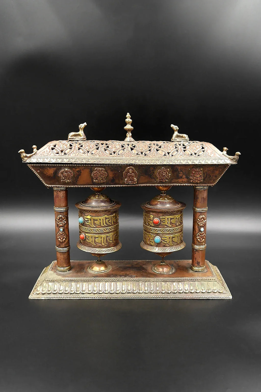 Tibetan Spinning Double Prayer wheel, Buddhist prayer wheel handmade in Nepal - Vajracrafts