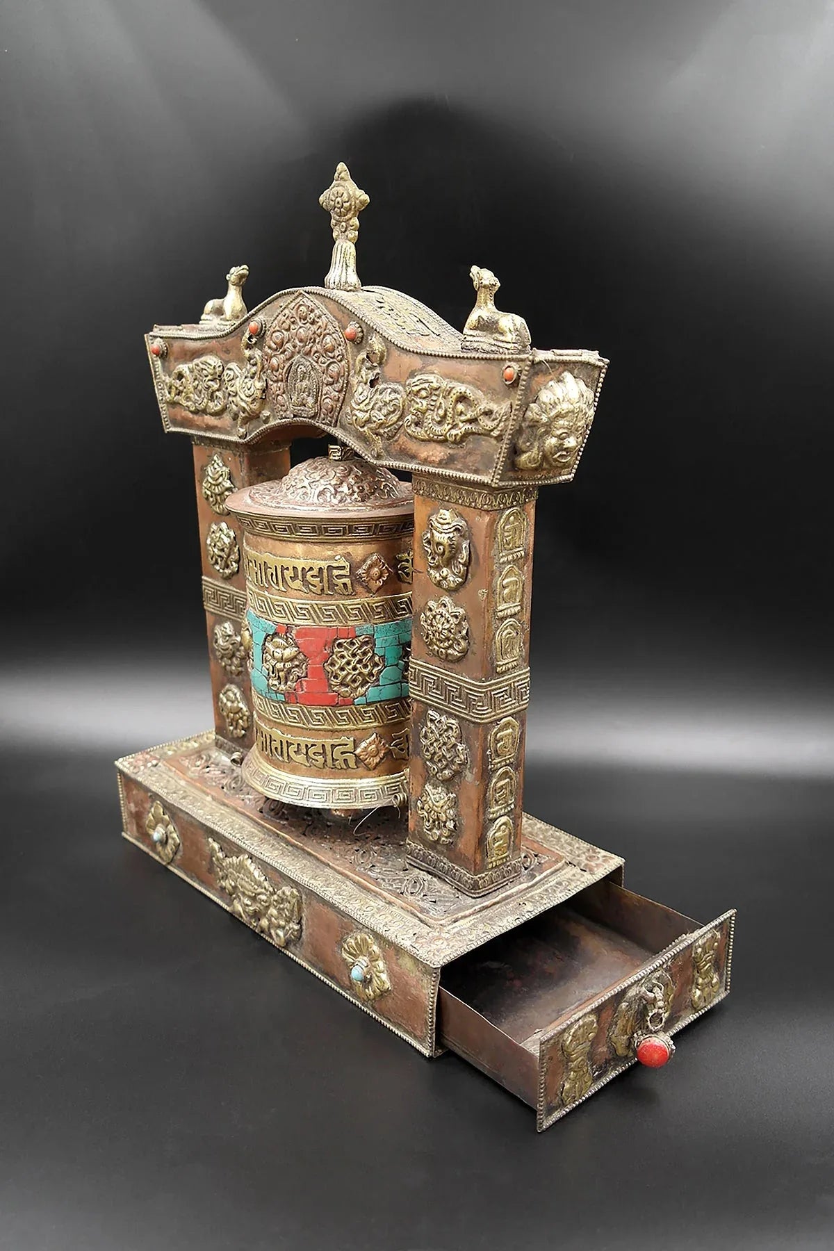 3 in 1 Potala Palace Design Prayer Wheel cum incense holder and burner - Vajracrafts